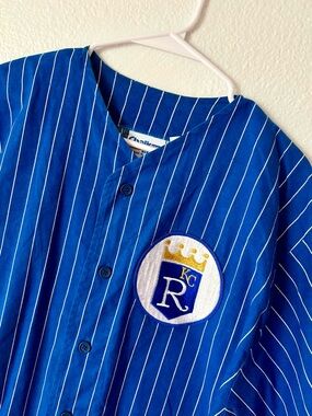 Vintage chalk line Kansas City Royals Blue Pinstripe Baseball Jersey